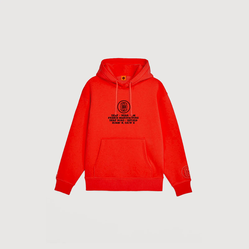 hoodie rouge manufacture face