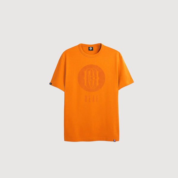 Tee shirt orange avec logo deaf en feutrine